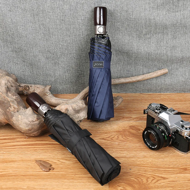 New paragraph 10k black plastic automatic folding business umbrellas