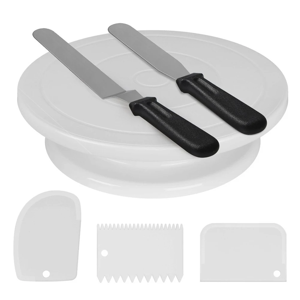 

6pcs Non-Slip Baking Durable Rotating Stand Cake Turntable Sets Decorating Kit Kitchen Supplies Pastries With Icing Spatula Home
