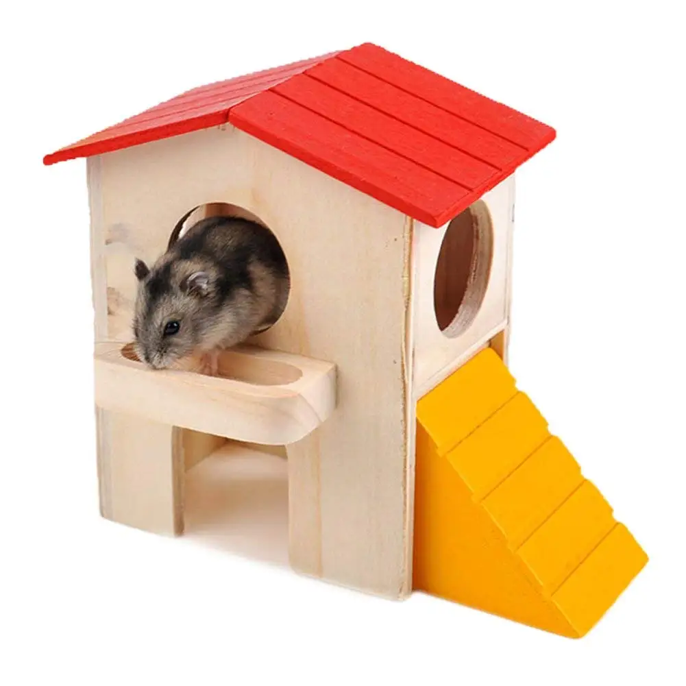 

Wooden House Villa Hamster Hideout Climbing Ladder Slide Exercise Toy for Hamster Mouse Chinchilla Rat Hedgehog Mouse Guinea Pig