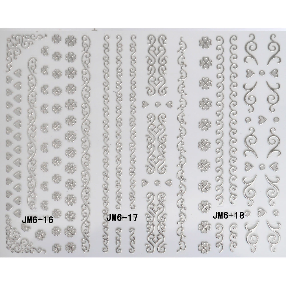 

3 PACKS / LOT NAIL ART METAL DECAL SELF ADHESIVE STICKER SLIDER GOLD SILVER VANTAGE FLOWER PETAL PATTERN JM016-018