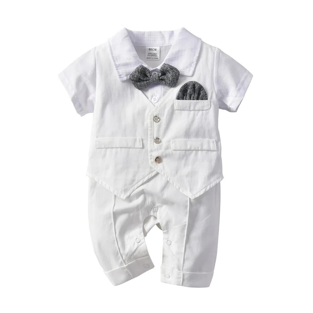 Модная одежда для маленьких мальчиков хлопковый комбинезон с галстуком-бабочкой для маленьких мальчиков, комбинезон для новорожденных, комплект из двух предметов