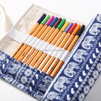 

36/48/72 Holes Pencil Case School Canvas Roll Pouch Makeup Case Pecncil Box HUZZ_26