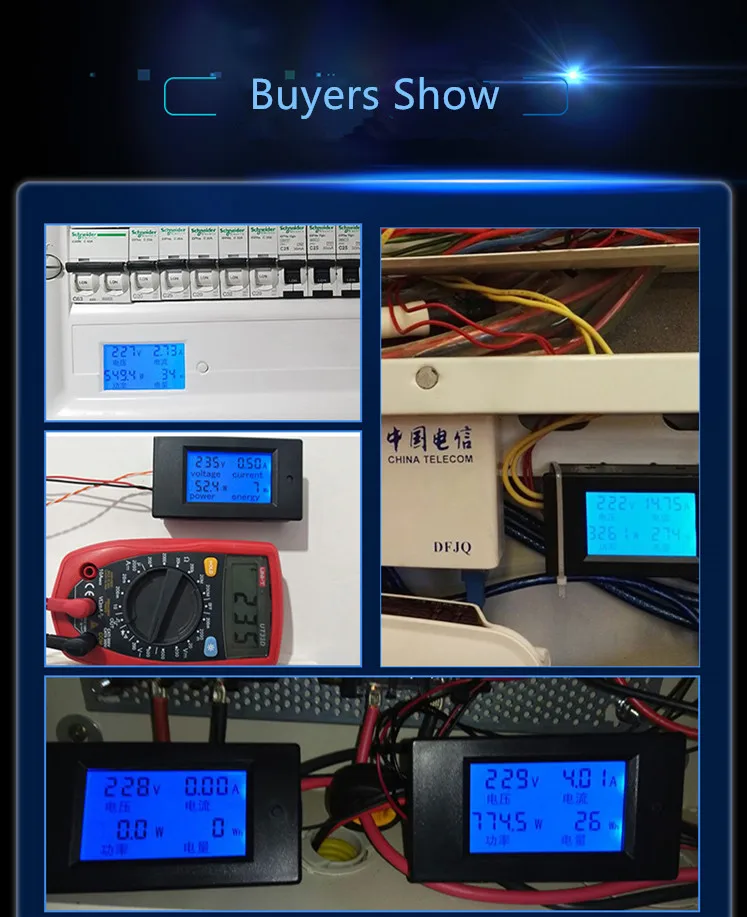 Peacefair AC Цифровой Амперметр Вольтметр однофазный на рост от 80 до 260V 20A 4in1 Напряжение ток Вт энергии метр