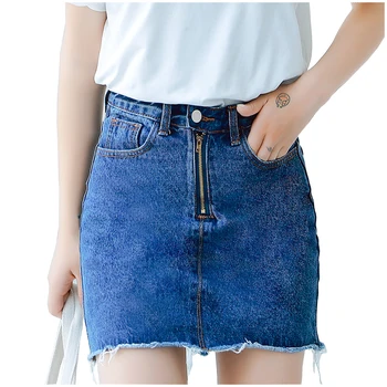 

New Women High Waist Slim Fashion Zipper Denim Skirt 2019 Women Skirt Summer Solid Casual High Street Pencil Jeans Skirt