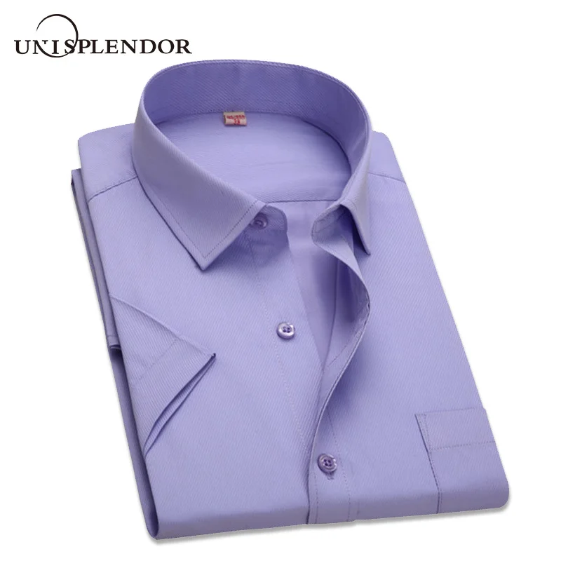 Summer Plus Size 10 Colors Business&Casual Men Dress Shirt Short Sleeve Shirt Solid Color Slim Fit Man/Boy Shirts YN541