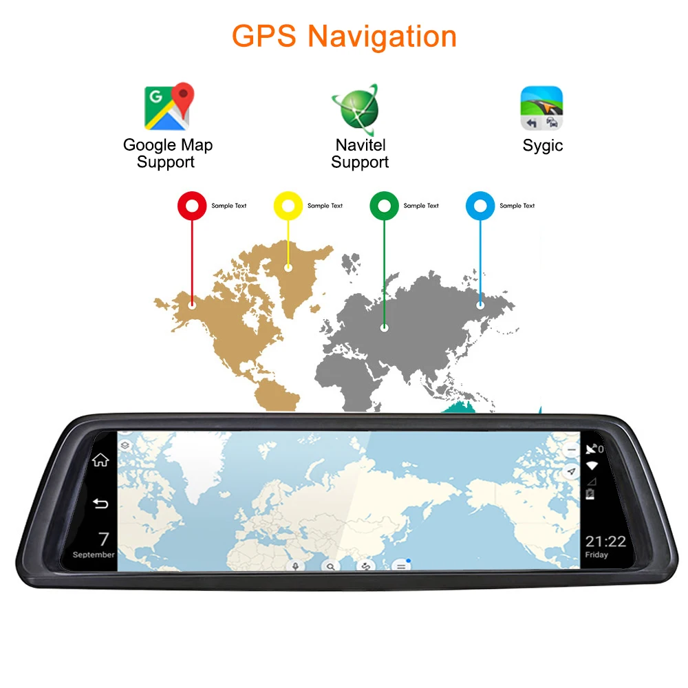 Bluavido 1" зеркало 4G Android Автомобильная камера gps FHD 1080P для транспорта, с двумя объективами зеркало заднего вида видеорегистратор ADAS WIF с кронштейном