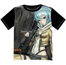 Envío Gratis Espada Arte Online Anime manga SinonT-camisa de Las Mujeres de Los Hombres Cosplay Camiseta de Malla Negro Tee 006