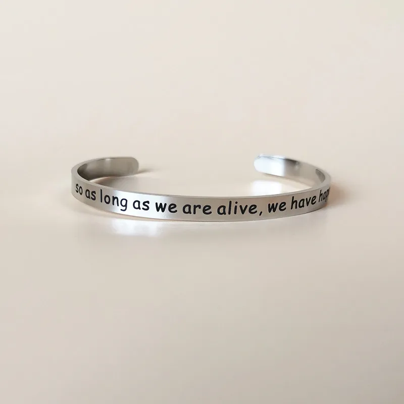 

Letter Cuff Bracelets As Long As We Are Alive We Have Hope Postive Quotations Jewelry Drop Shipping YLQ6533
