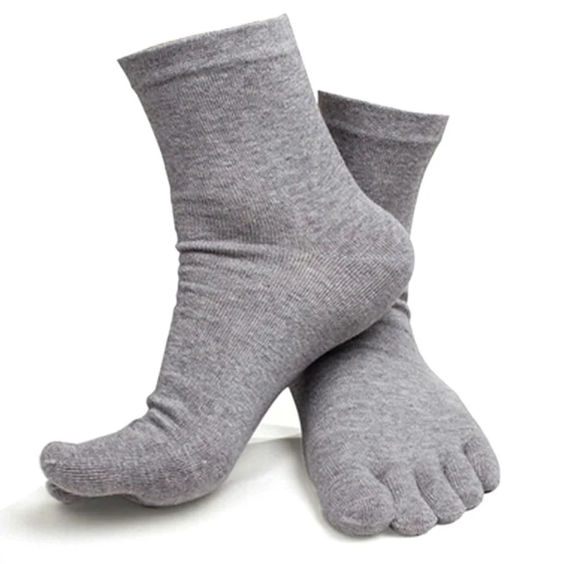 

2016 Breathable Men's Five Finger Toe Socks Solid Cotton Socks Long Ankle