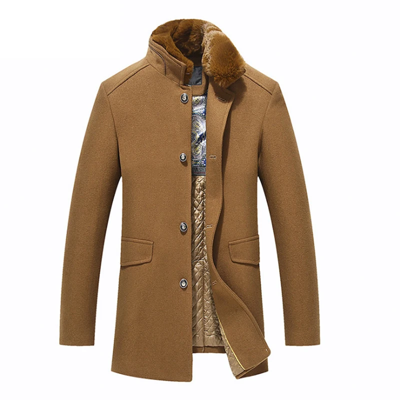 Autumn Winter Wool & Blends Coat Men Fur Collar Mid Long Windbreaker Jacket Male British Style Woolen Coat Men,DropShipping Autumn Winter Wool & Blends Coat Men Fur Collar Mid Long Windbreaker Jacket Male British Style Woolen Coat Men,DropShipping