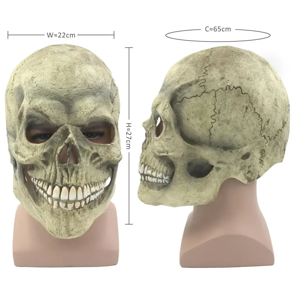 Страшная маска с черепом на всю голову, Реалистичные Маски для Хэллоуина, вечерние латексные маски, страшная маска для косплея, игрушечная бутафория