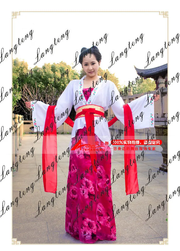 Новая Древняя китайская одежда костюм женские хлопковые принты Hanfu костюмы для танцев