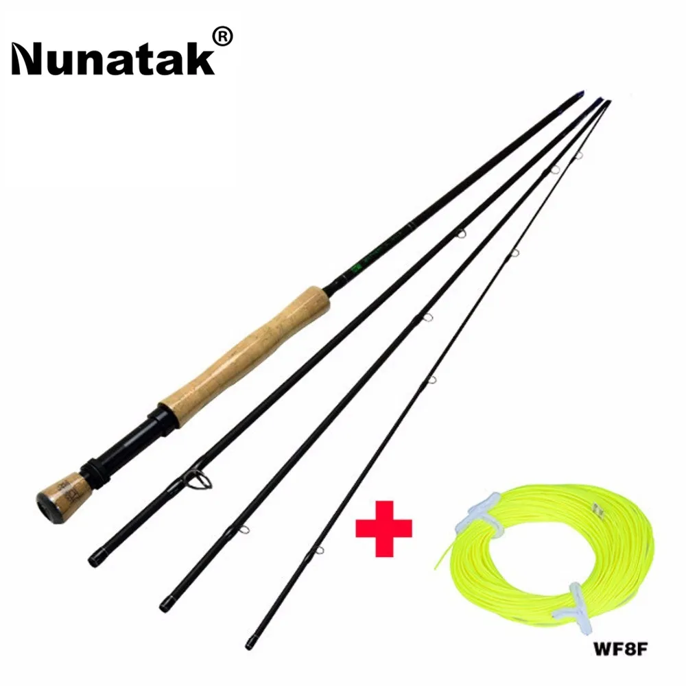 Nunatak MAXWAY Carbon Fly Fishing Rods 7/8 9FT Bamboo Handle 4 Sections