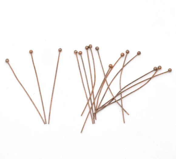 

DoreenBeads Copper Ball Head Pins Antique Copper 4cm(1 5/8") long, 0.5mm ( gauge), 30 PCs 2016 new