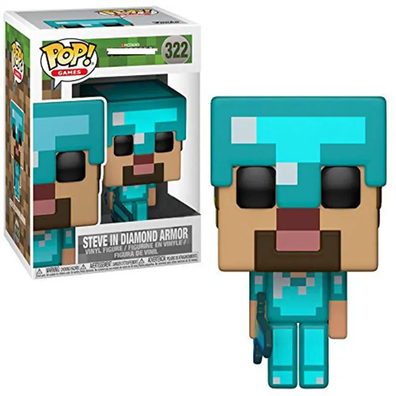 Funko pop Minecraft-Крипер, Стив, Стив в алмазной доспехах фигурка аниме модель ПВХ Коллекция игрушек для детей Подарки