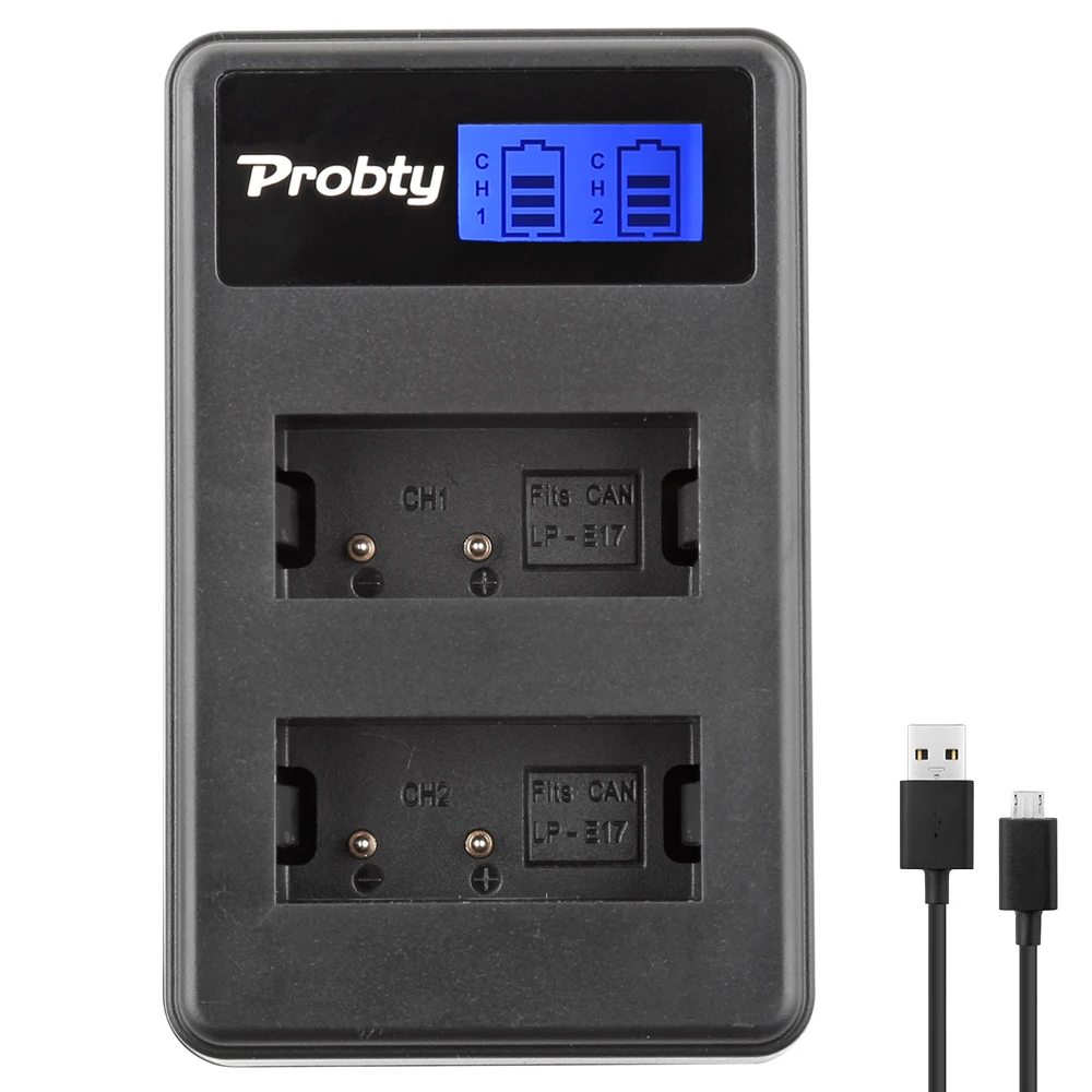 Probty Lp-E17 Lp E17 Lpe17 Caricatore Usb Lcd Per Canon Eos M3 Eos Rebel T6I T6S Eos 750D 760D 8000D Kiss X8I Fotocamera