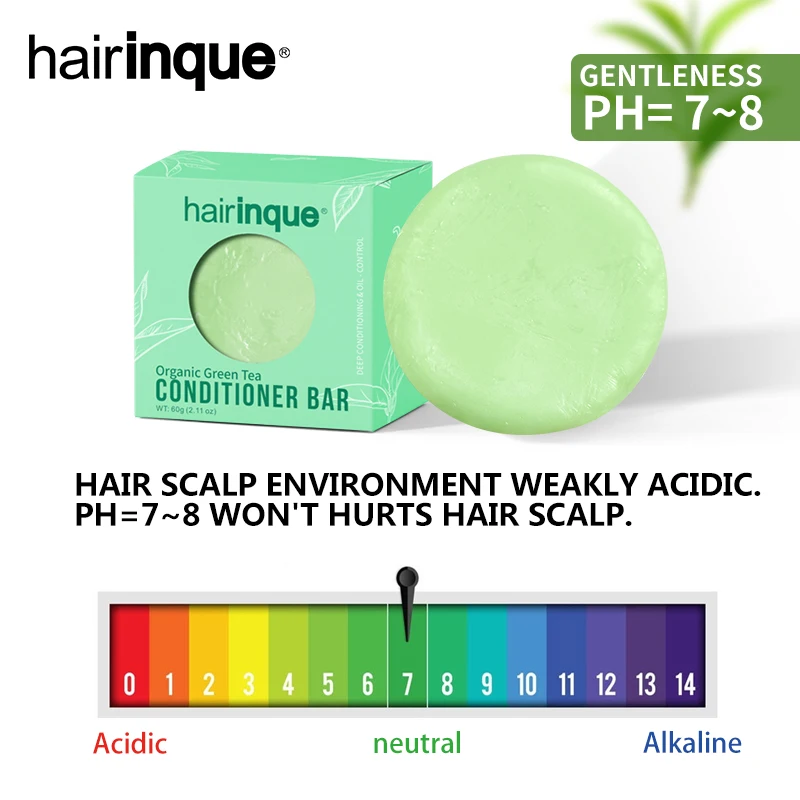 11,11 HAIRINQUE органические волосы зеленый чай кондиционер бар ручной работы глубокое кондиционирование и контроль масла Гладкий Кондиционер для волос мыло