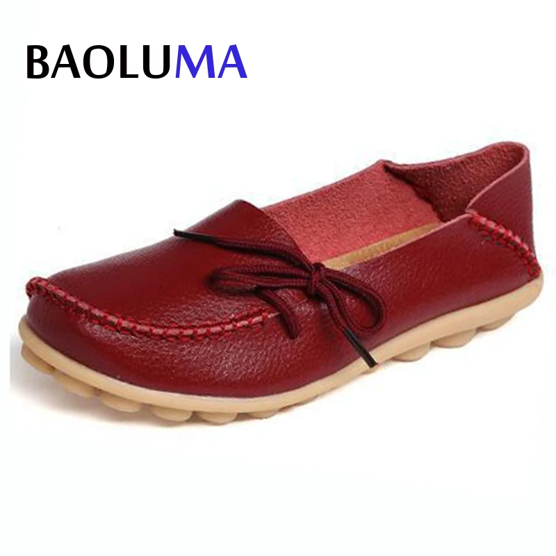 

Baoluma Women Real Leather Shoes Moccasins Mother Loafers Soft Leisure Flats Female Driving Casual Footwear 35-43 In 20 Colors