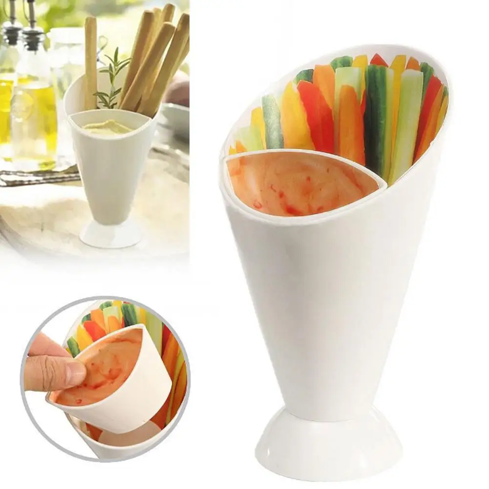 New Hot White Plastic French Fry Cup with Saucer Set Kitchen Potato