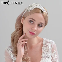 TOPQUEEN H297 модные свадебные аксессуары для волос для женщин кружева оставить с бисером цветок лента невесты Высокое качество украшения для волос