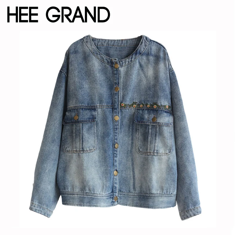 

HEE GRAND Vintage Jeans Jackets Women Casacos Feminino Embroidery Denim Lady Jackets Spring Outwears Coat Drop shipping WWJ957