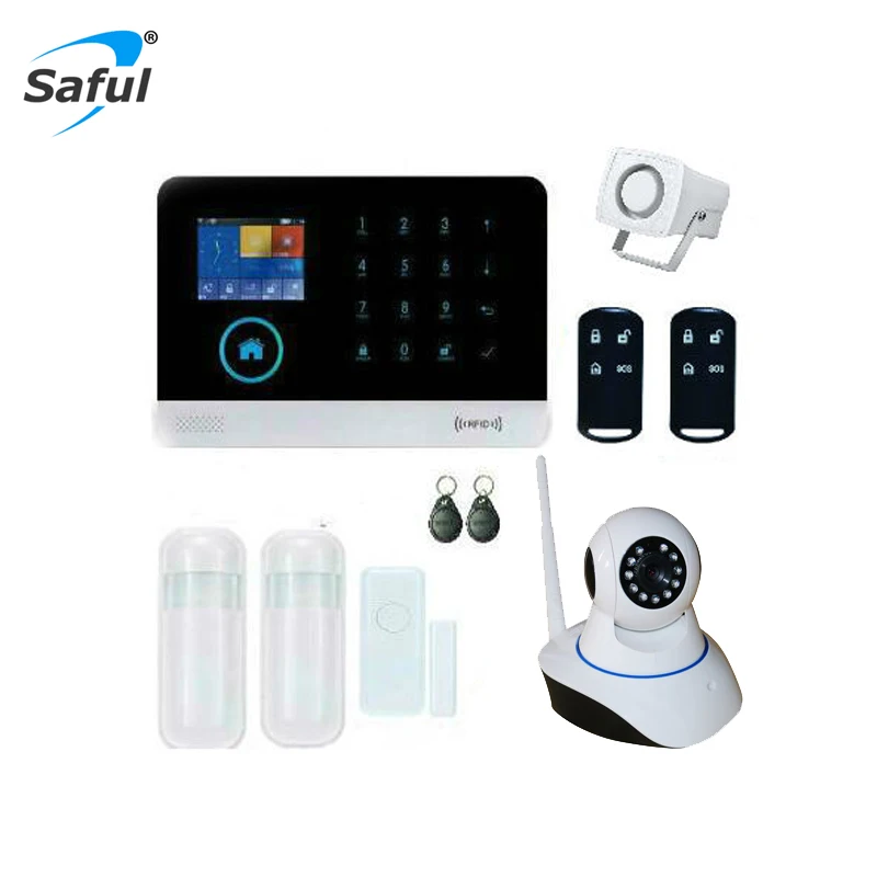 Saful WIFI GSM Alarm Systems WIFI+GSM+GPRS Function Home Security Protection Automation GPRS WIFI GSM Alarm System Free shipping