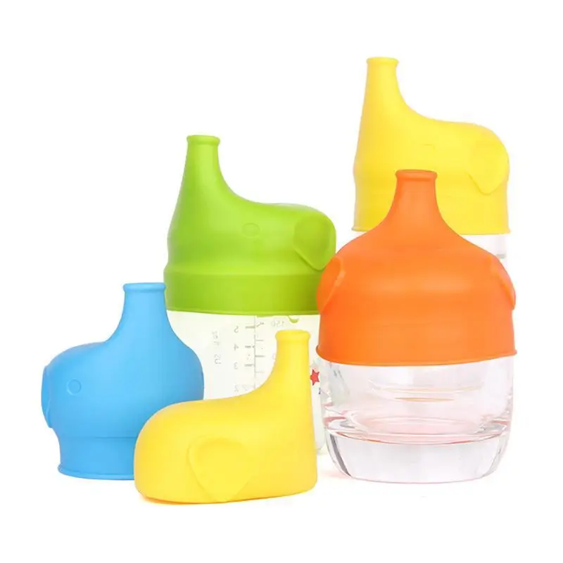 Children Water Cup Silicon Sippy Lids Cute Animals Baby Training Drink Juice Water Leak Proof Ceramic Glass Cups Cap A3