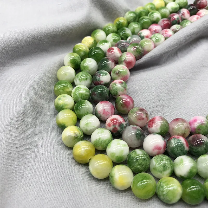 

Smooth Pink Green Round Beads 6/8/10/mm Natural Persian Jades Gem Loose Beads for DIY Jewelry Making Necklace Supplies