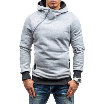 

New warm Slim men's diagonal zipper hip hop hooded jacket men's autumn and winter casual jacket M~XXL size