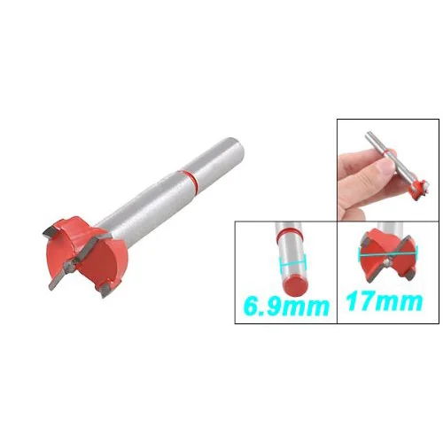 

DHDL-New 38g Red Silver Tone Carbide Tip 17mm Dia Boring Bit Woodworking Drill Tool