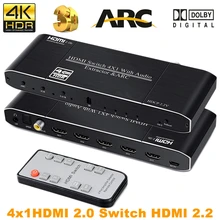 4K HDMI коммутатор с дистанционным оптическим Toslink& коаксиальный 4x1 HDR HDMI коммутатор 4 порта HDMI 2,0 для PS3 PS4 Pro