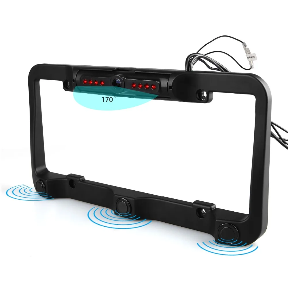 

New US License Plate Frame Car Rear View Camera + 3 Parking Sensor Automobiles Number Plate Frame for License Plate