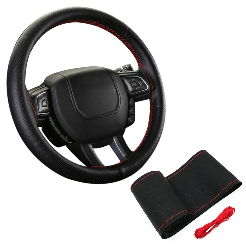 

Braid On Steering Wheel Car Steering Wheel Cover With Needles and Thread Artificial leather Diameter 37cm/38cm Steering cover
