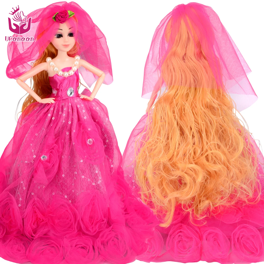 

UCanaan Dolls Luxury Red Flowers Wedding Princess Doll Fashion Girl Toys with Sticker Gift Best Friend for Girl Christmas