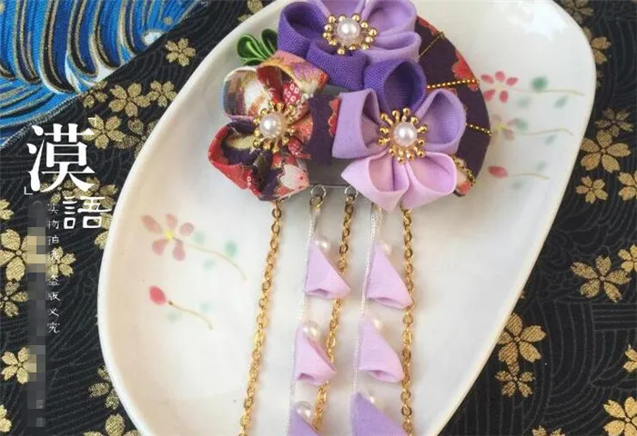 Hand made шпилька Хлопок Ткань заколки для волос японский кимоно Аниме для маскарада интимные аксессуары Оригинальное кимоно вентилятор B
