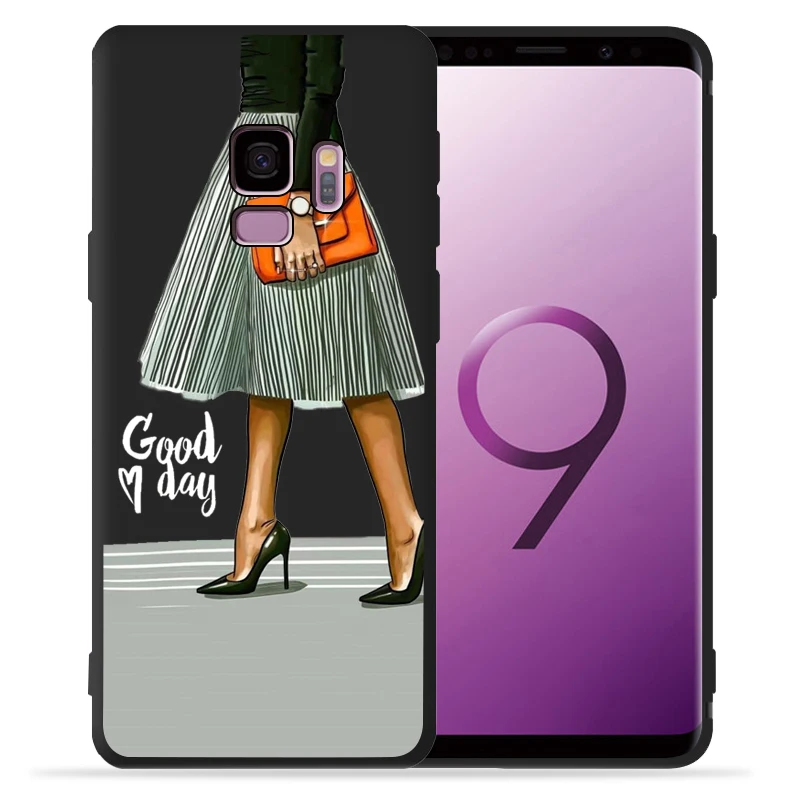 Модный чехол для девочек samsung Galaxy S9 S8 S10 Plus S7 S6 Edge S10 Lite Note9 8 высокий каблук кофейная Цветочная девушка чехол для телефона Etui