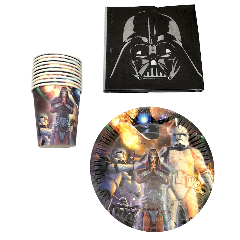 

60PCS Star Wars Theme 20 people Tableware Set Happy Birthday Party Boys Favors Plates Decoration Napkins Baby Shower Cups Glass