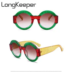 LongKeeper Роскошные Италия Винтаж Круглые Солнцезащитные очки Для женщин Для мужчин Брендовая дизайнерская обувь в стиле ретро женские