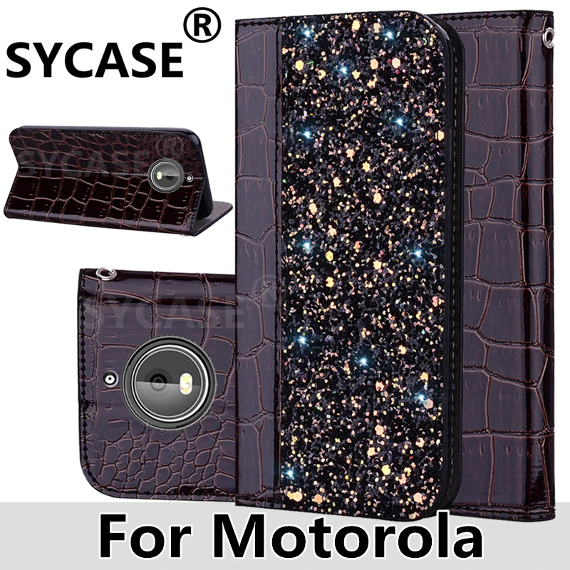 SYCASE шить юбка с блестками яркого цвета флип чехол для Moto G5 G5S плюс G6 Play E4 Большие