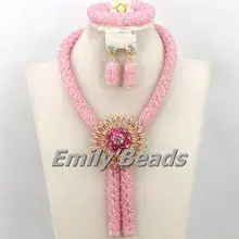 Замечательное нигерийские Свадебные Afican Бусины комплект ювелирных изделий костюма африканских Кристалл Бусины комплект ювелирных изделий Новинка г., aej783