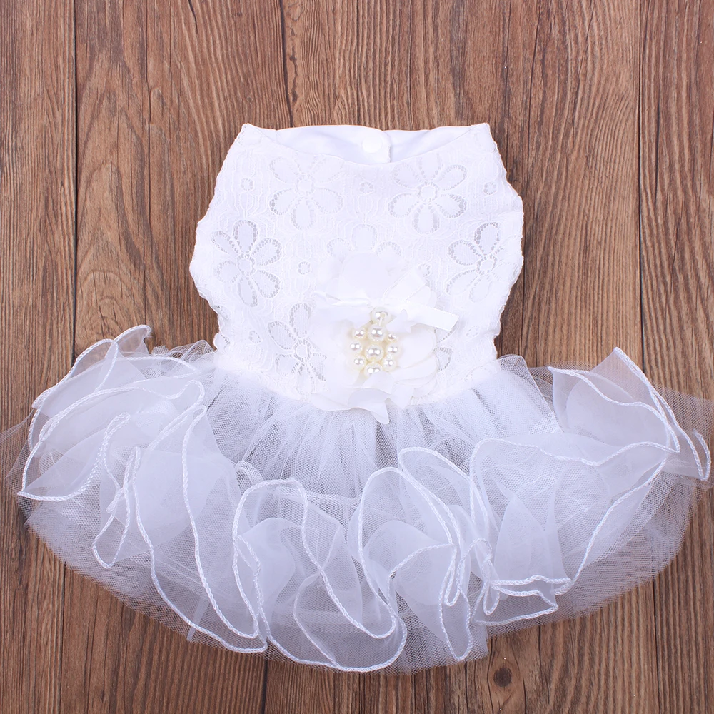 

New Dog Cat Princess Wedding Dress Tutu Flowers Lace Design Pet Puppy Skirt Spring/Summer Apparel 3 Colours 4 Sizes