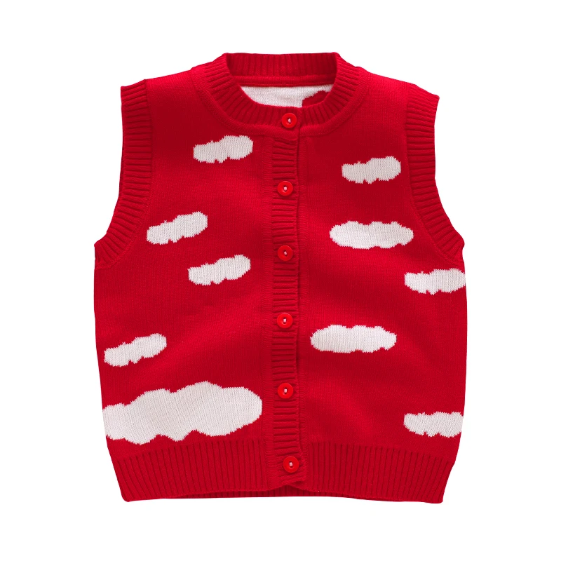 Clouds Baby Boy Sweater Vest Cotton Crochet Button Closure Cardigan for Baby Girl Comfortable Anti Pilling Outfit Spring Autumn (2)