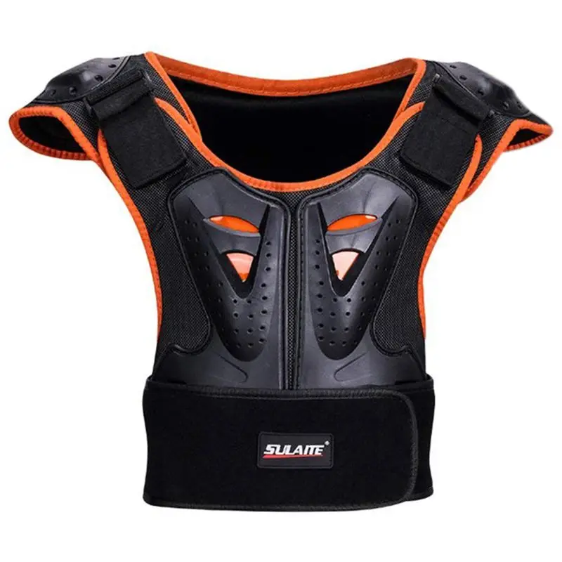SULAITE, грудной протектор для позвоночника, защитный жилет, защитное снаряжение для катания на коньках, детский роликовый экстремальный спорт, защитное снаряжение - Цвет: Black
