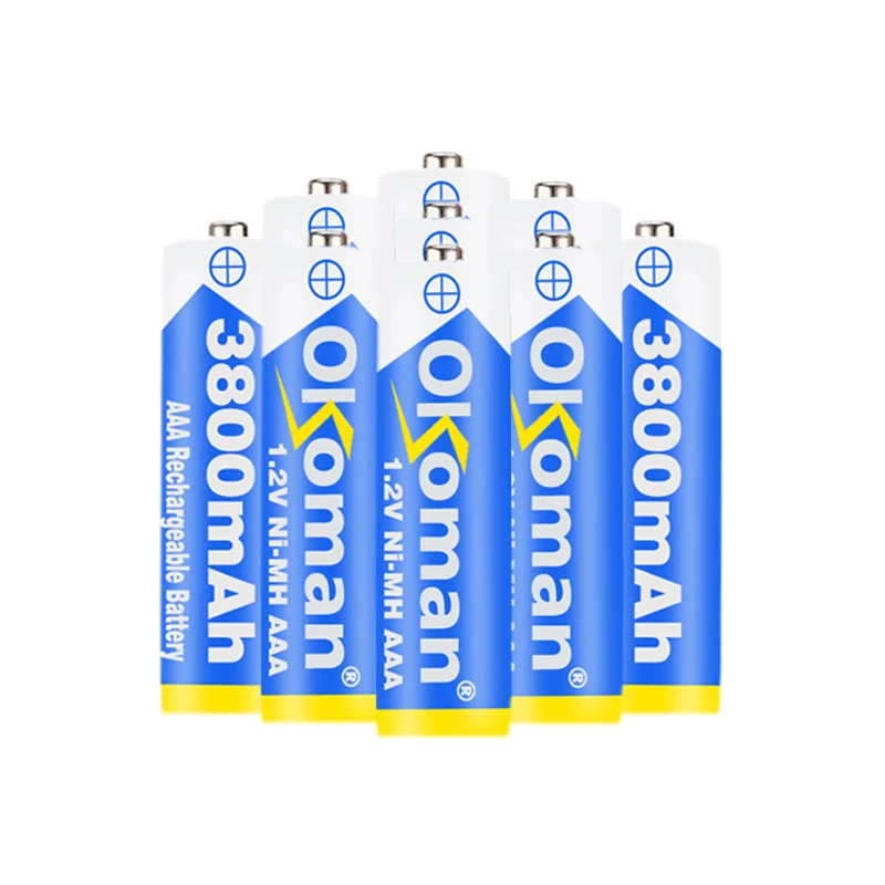 Okoman Новая батарея AAA 3800 mAh перезаряжаемая Ni MH 1 2 V для часов мышей вычислений