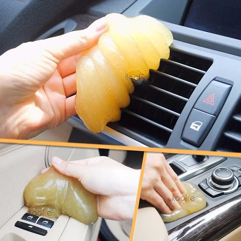 DWCX Yellow Magic Car Vent Air Outlet Storage Box Panel Door Handle Dust Glue Cleaner Tool