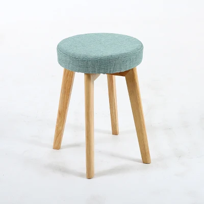 Louis Fashion Stools Ottomans Solid Wood Creative Dressing Nordic Fabric Can Be Disassembled and Washed Simple Modern Round - Цвет: G14