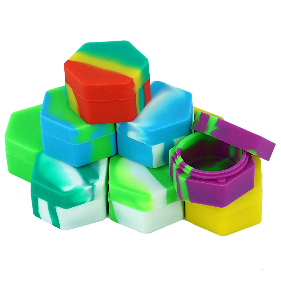 

20pcs\lot Electronic cigarette accessories Non-stick Silicone hexagon Container Silicone Hexagon Jar Containers