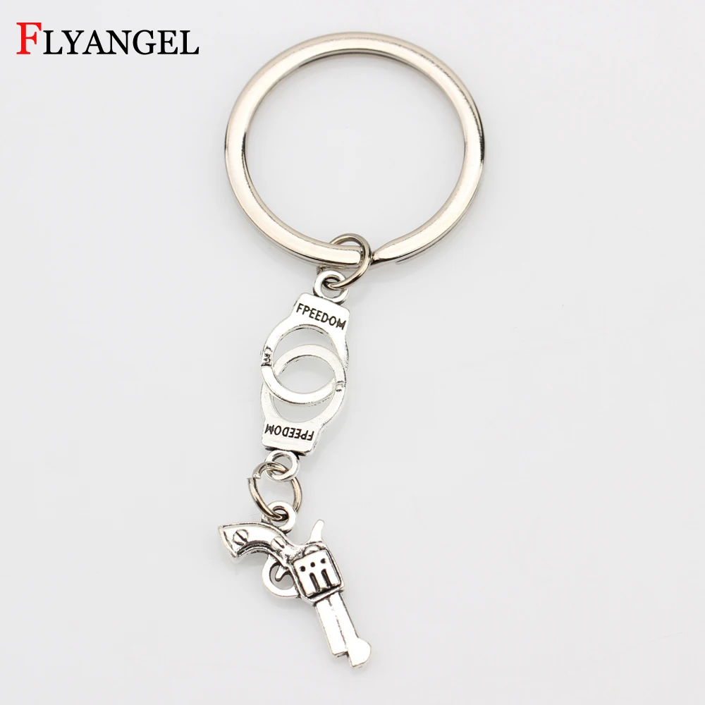 1pc High Quality Creative Women Men Gift Punk Pistols Handcuffs Pendant Key Chains Car Bag Keychain Keyfob Keyring Jewelry | Украшения и