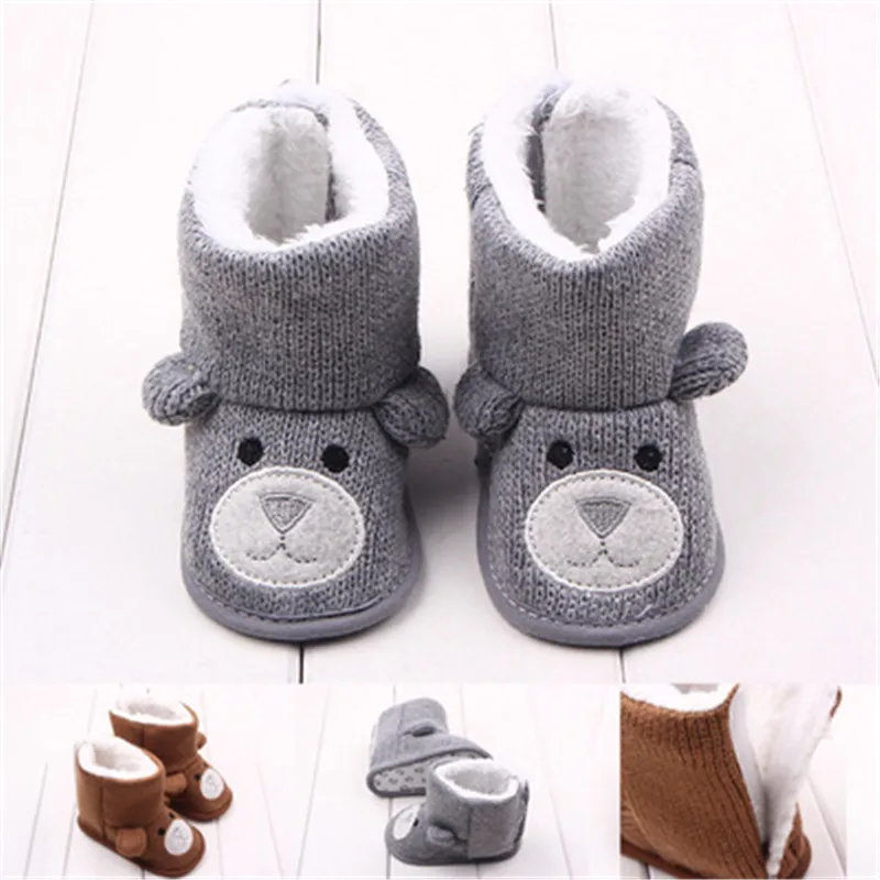 Зимние ботинки для малышей, девочек и мальчиков; милые ботинки для новорожденных с рисунком медведя; очень теплые зимние ботинки