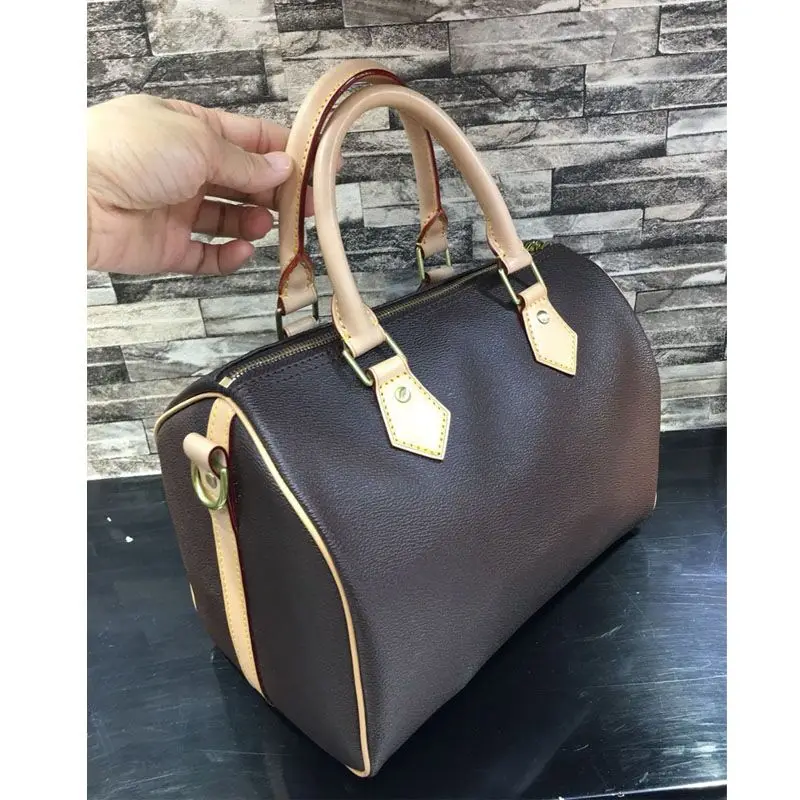 

2019 new fashion good quality women handbag fashion speedy bag 25/30/35cm bag luxury real leather lady pillow with flowers totes